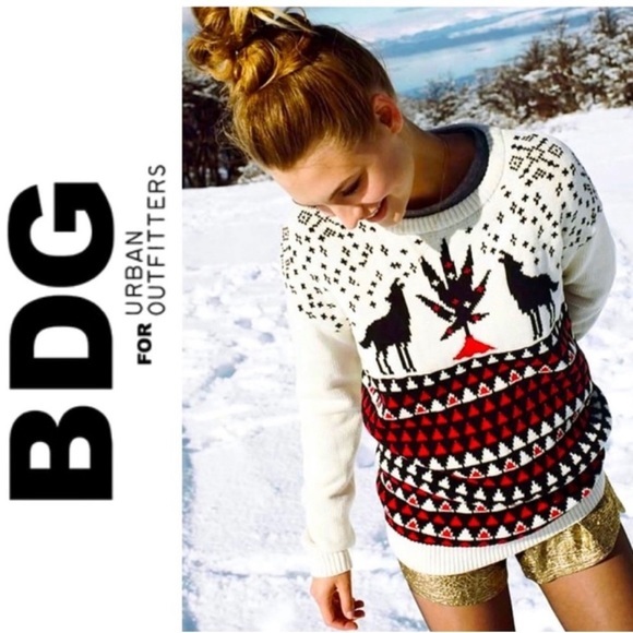 BDG Oversized Wolf Nordic Holiday Knit Sweater - Picture 1 of 7